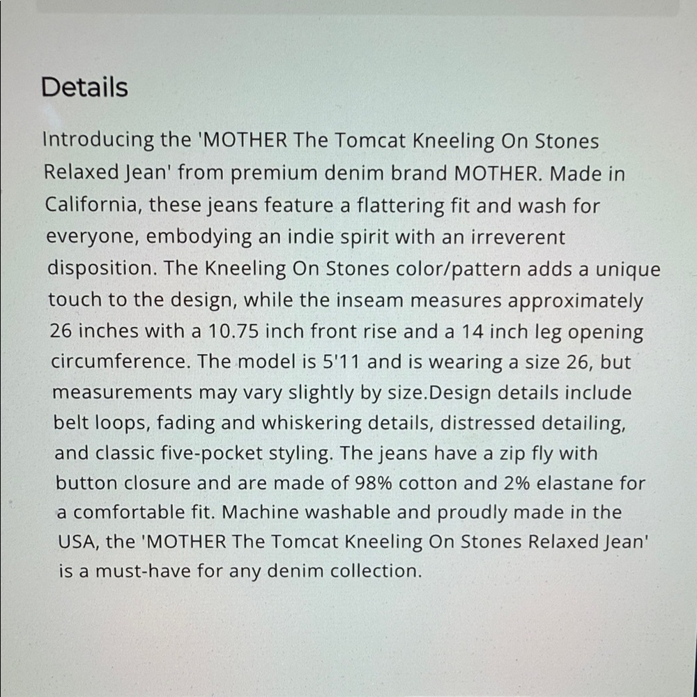 MOTHER 31 The Tomcat Kneeling on Stones Jeans - Picture 5 of 13